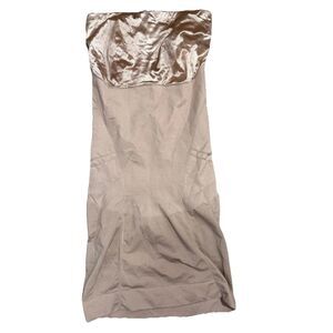 SPANX Slimmer & Shine Strapless Shaping Mini Dress Rose Gold Large Bodycon Slip
